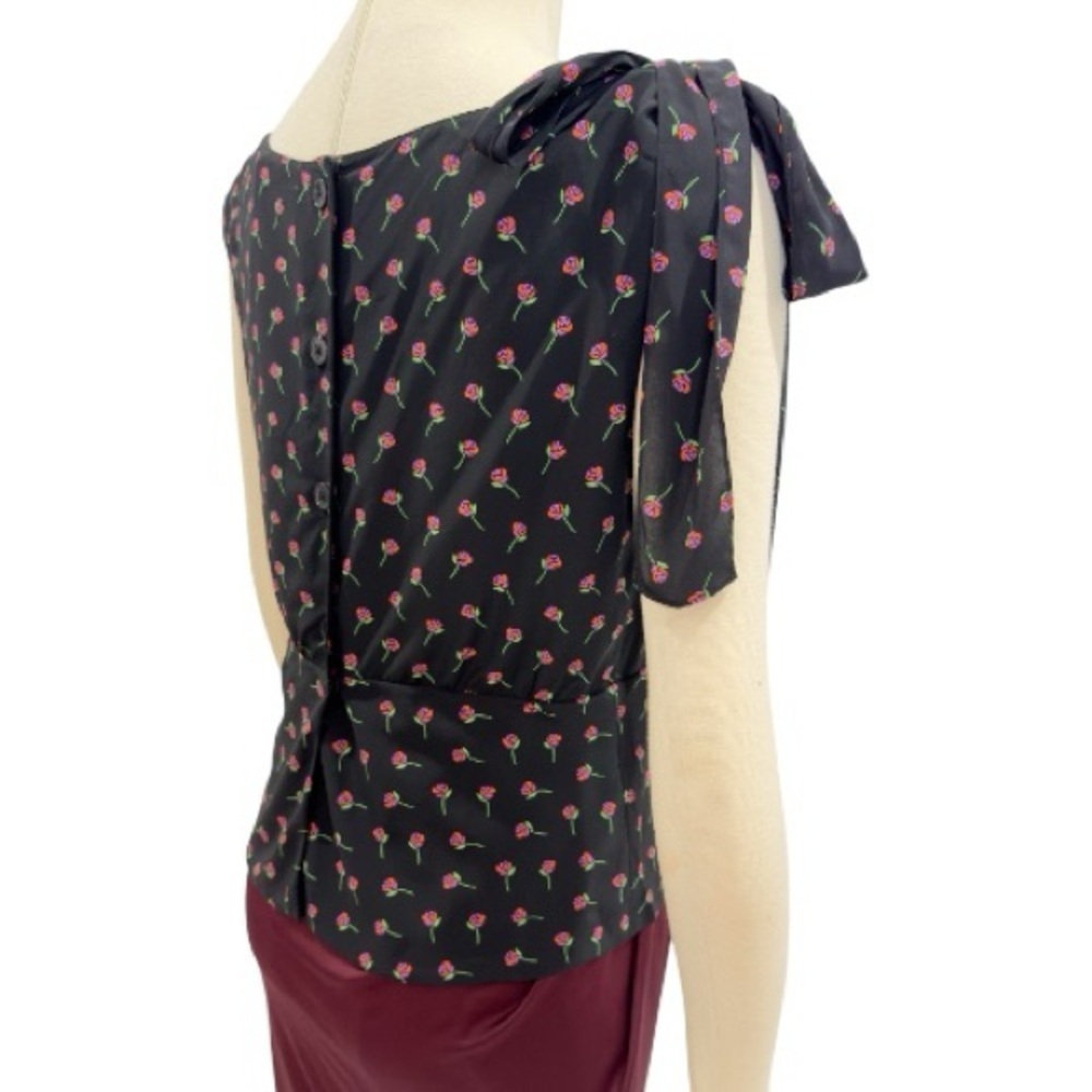 Prada Women’s Silk Floral Rose Print Peplum Camisole Boatneck Sleeveless Top NEW - Picture 6 of 16